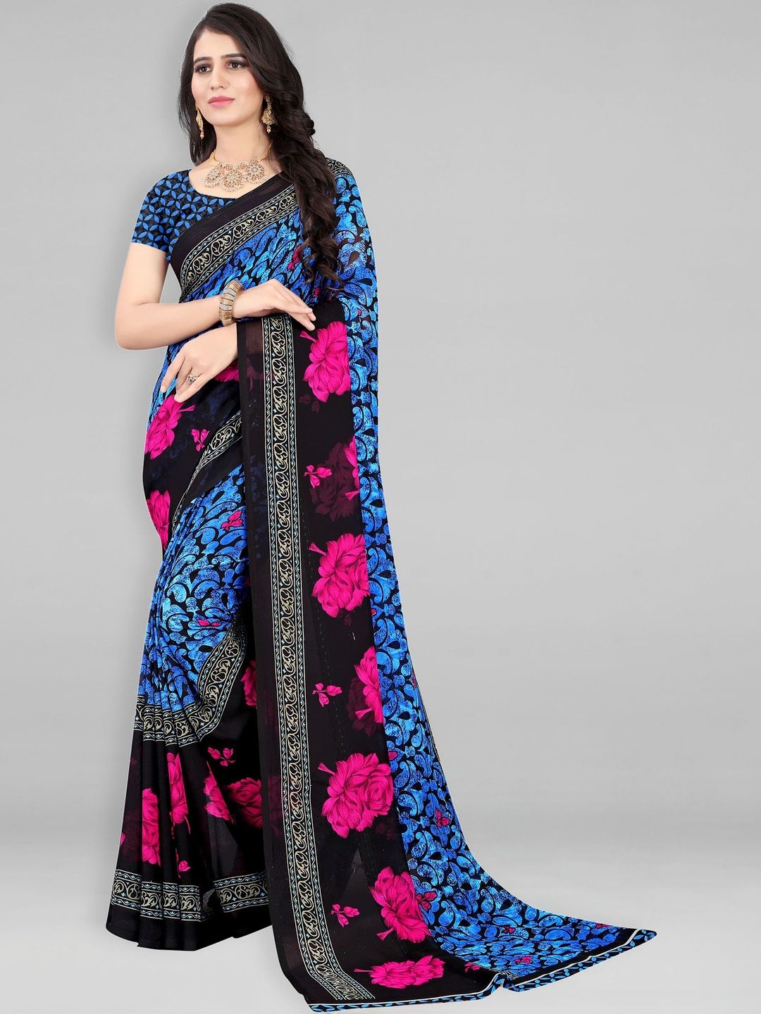 Vibhagyaa Floral Pure Georgette Saree-picture-26