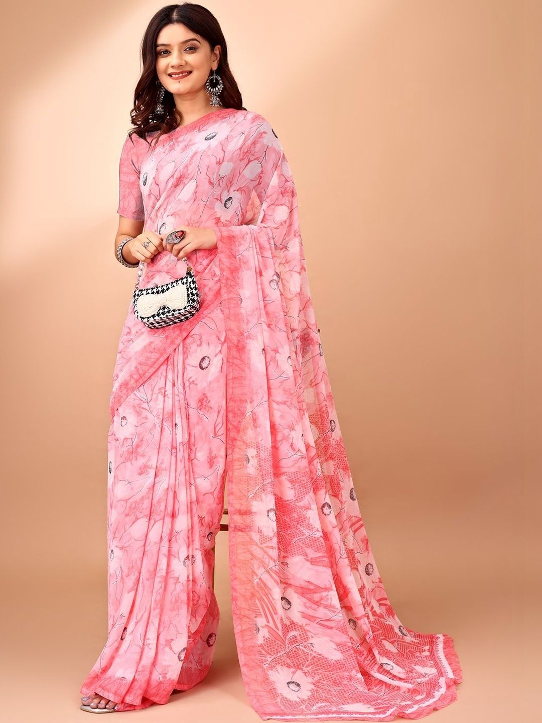 Vibhagyaa Floral Printed Poly Chiffon Saree-picture-38