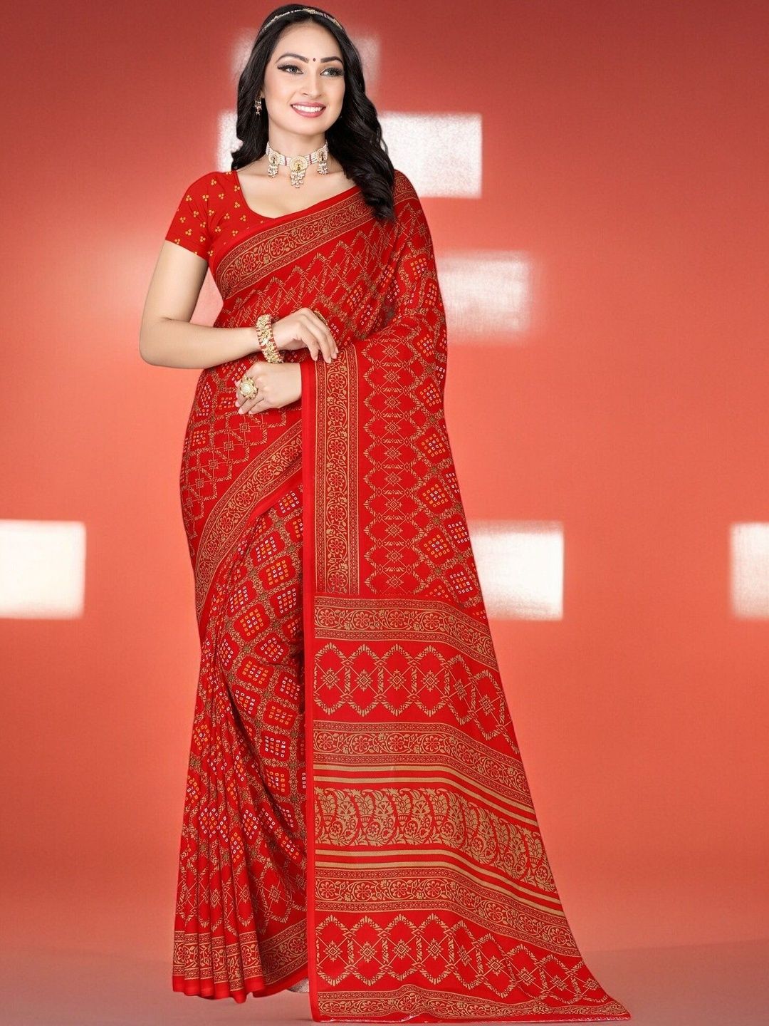 Vibhagyaa Ethnic Motifs Poly Georgette Saree-picture-16