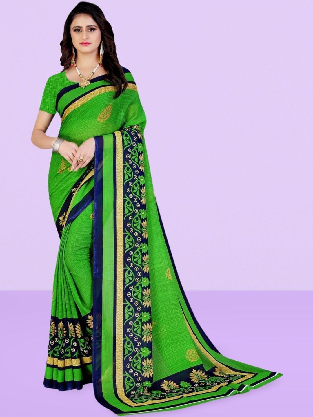Vibhagyaa Ethnic Motifs Poly Georgette Saree-picture-49