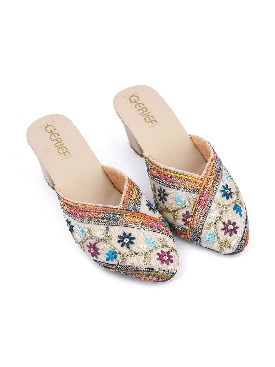 GERIEF Embellished Ethnic Block Mules-picture-23