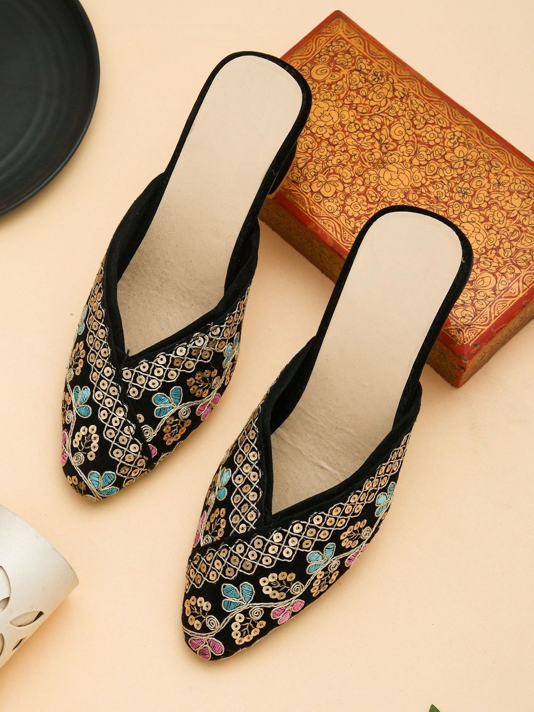 GERIEF Embellished Party Block Mules-image-40