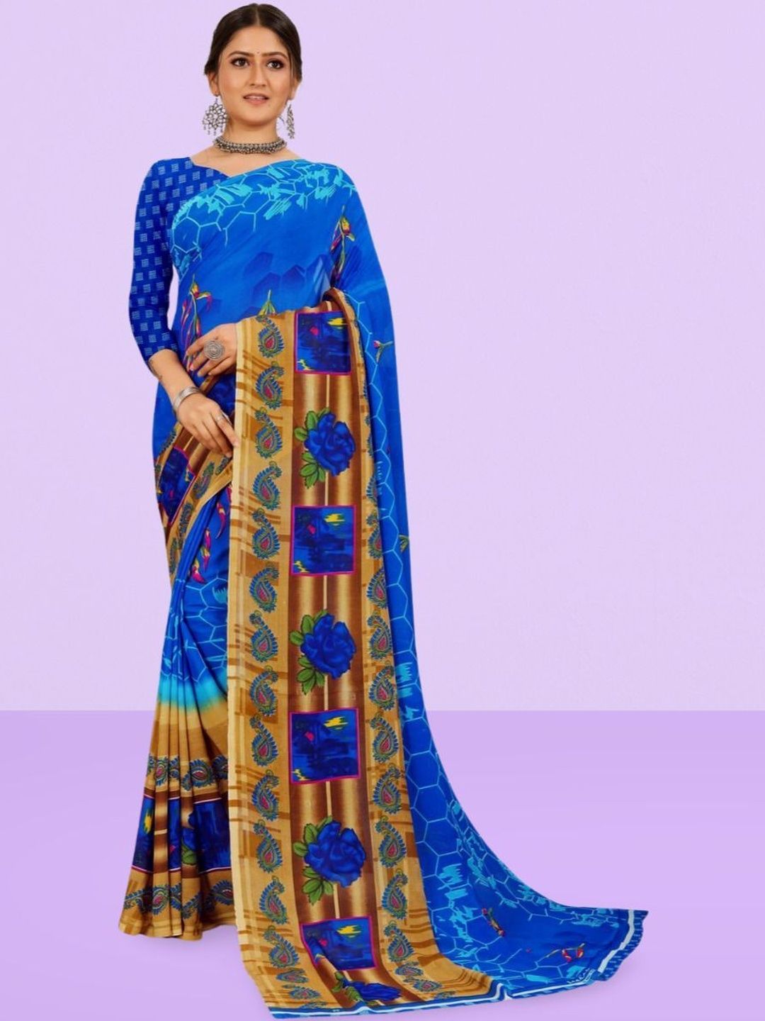 Vibhagyaa Floral Poly Chiffon Saree-picture-22