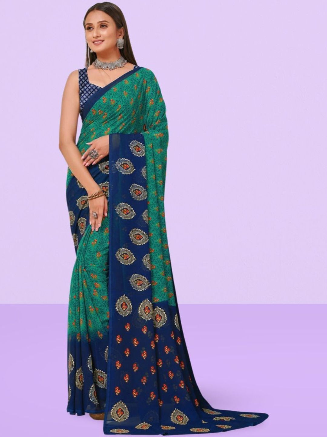 Vibhagyaa Ethnic Motifs Poly Chiffon Saree-picture-43
