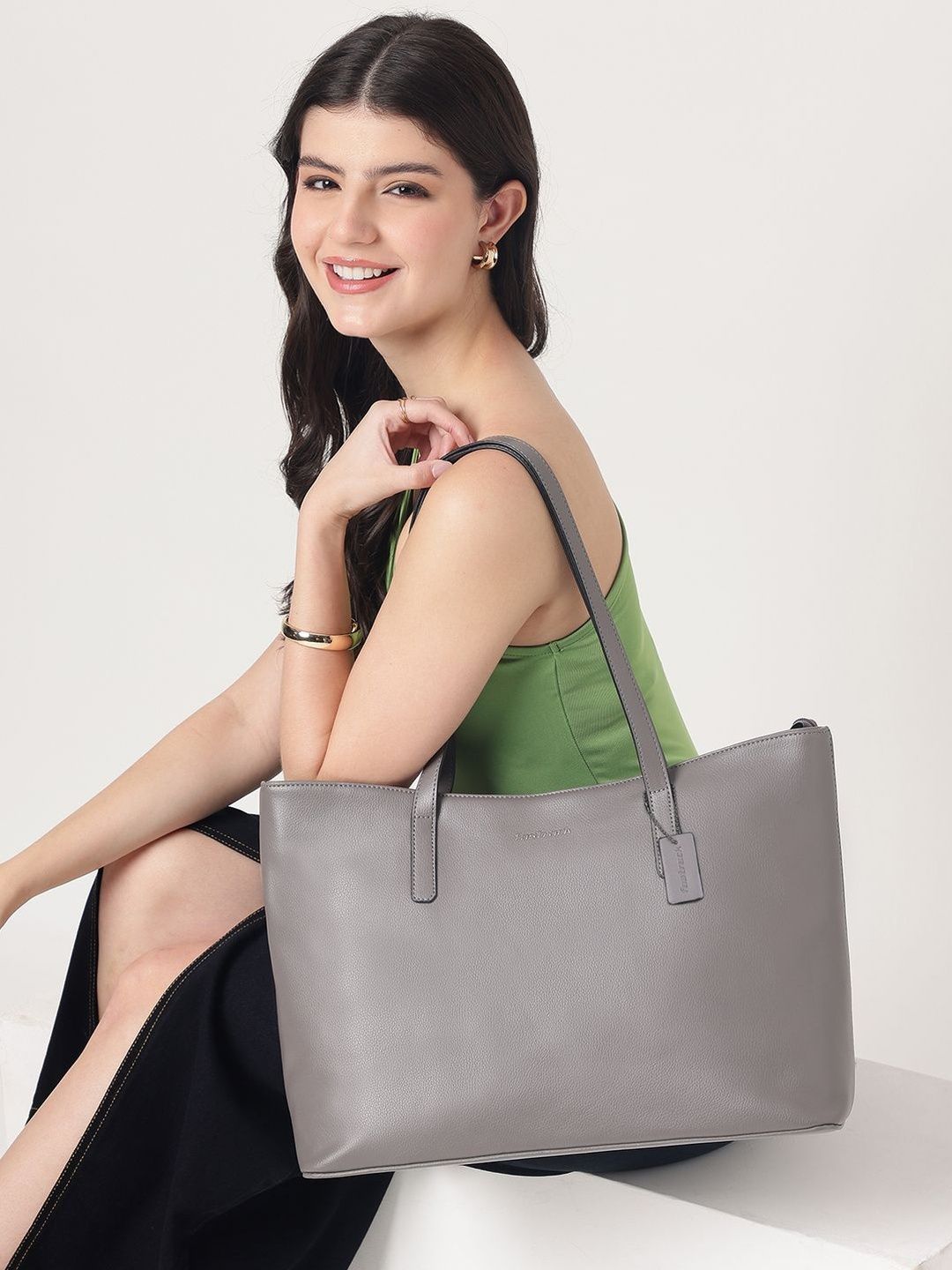 Fastrack Women Grey Pebble Play Laptop Tote Fits Upto 15" Laptop-picture-17