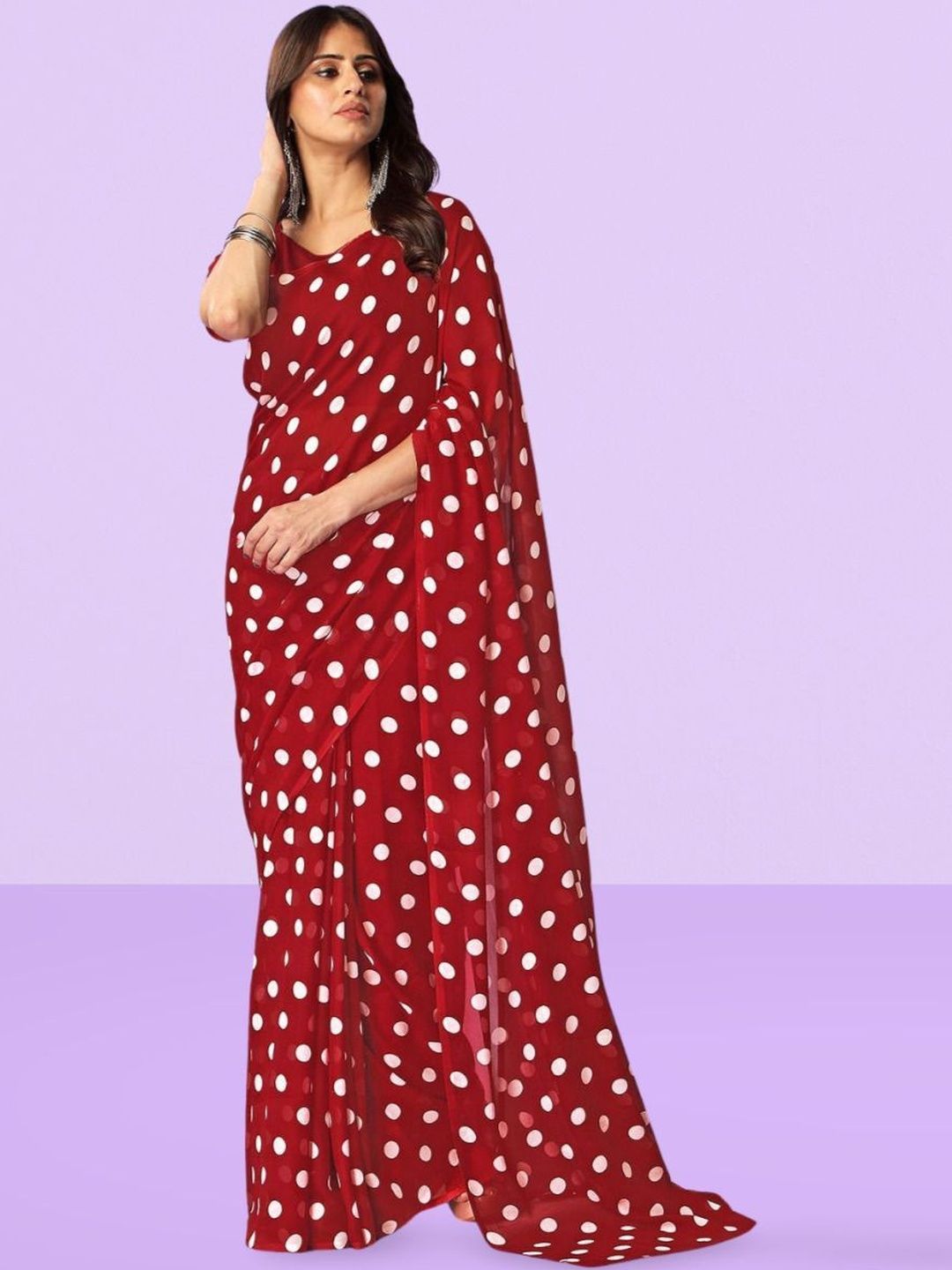 Vibhagyaa Polka Dot Pure Georgette Saree-picture-39