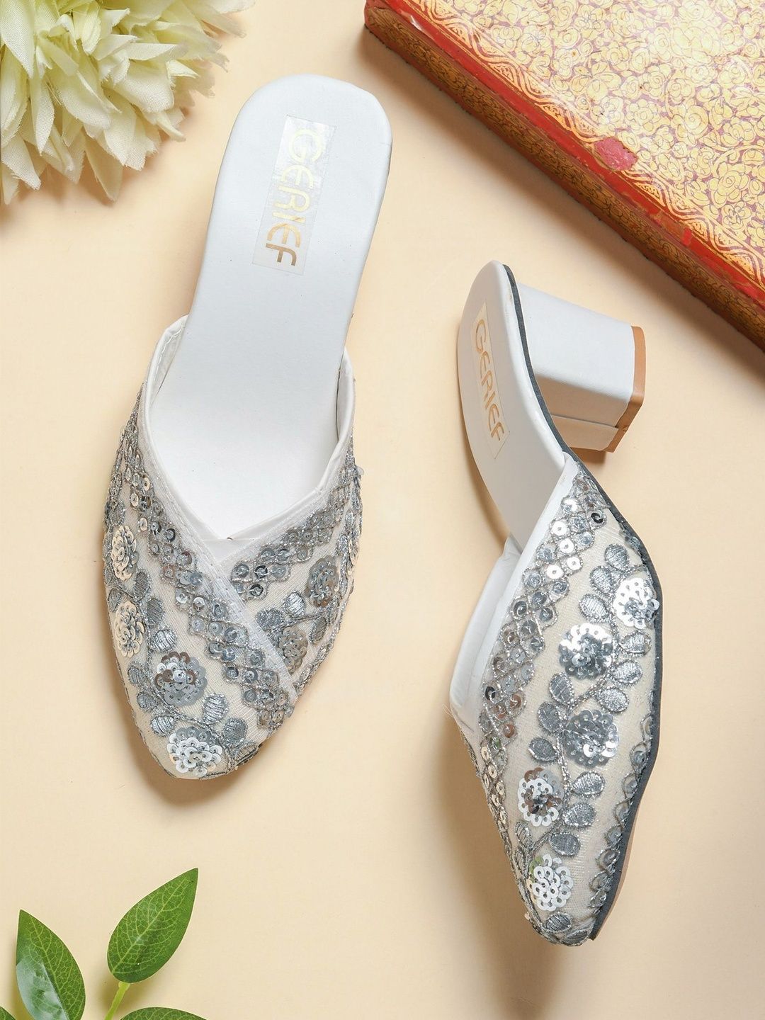 GERIEF Embellished Party Block Mules-picture-29