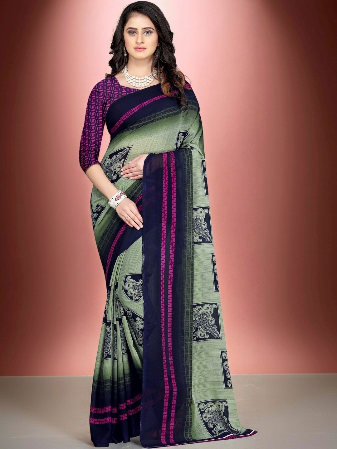 Vibhagyaa Ethnic Motifs Poly Chiffon Saree-picture-55