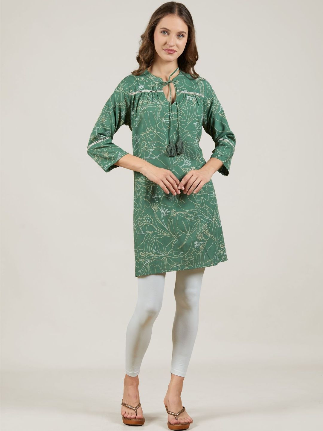 Madhuni Botanical Printed Thread Work Thread Work Kurti-picture-32
