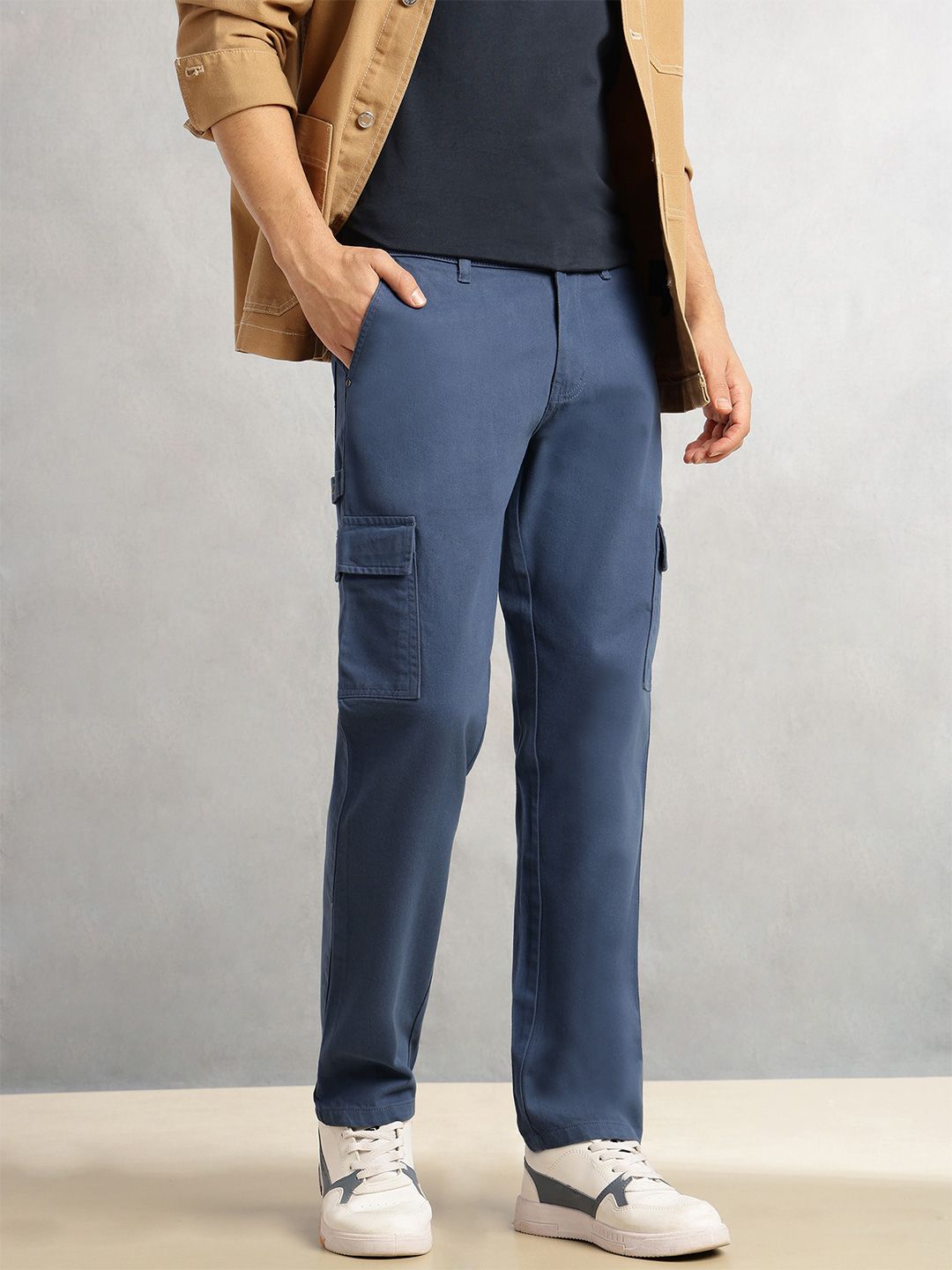 Thomas Scott Men Smart Straight Fit Cotton Cargo Trousers-picture-39