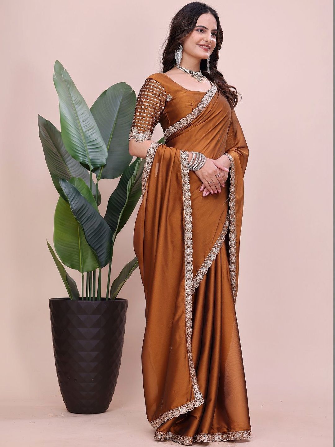 K 5 Fashion Embroidered Pure Chiffon Heavy Work Saree-picture-11