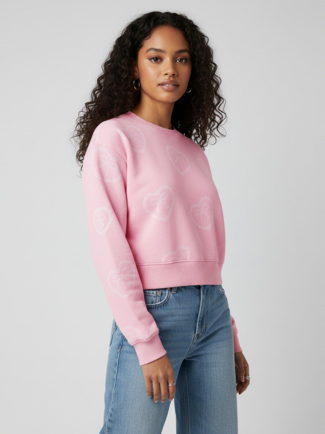 glitchez Conversational Printed Boxy Terry Crop Sweatshirt-image-26