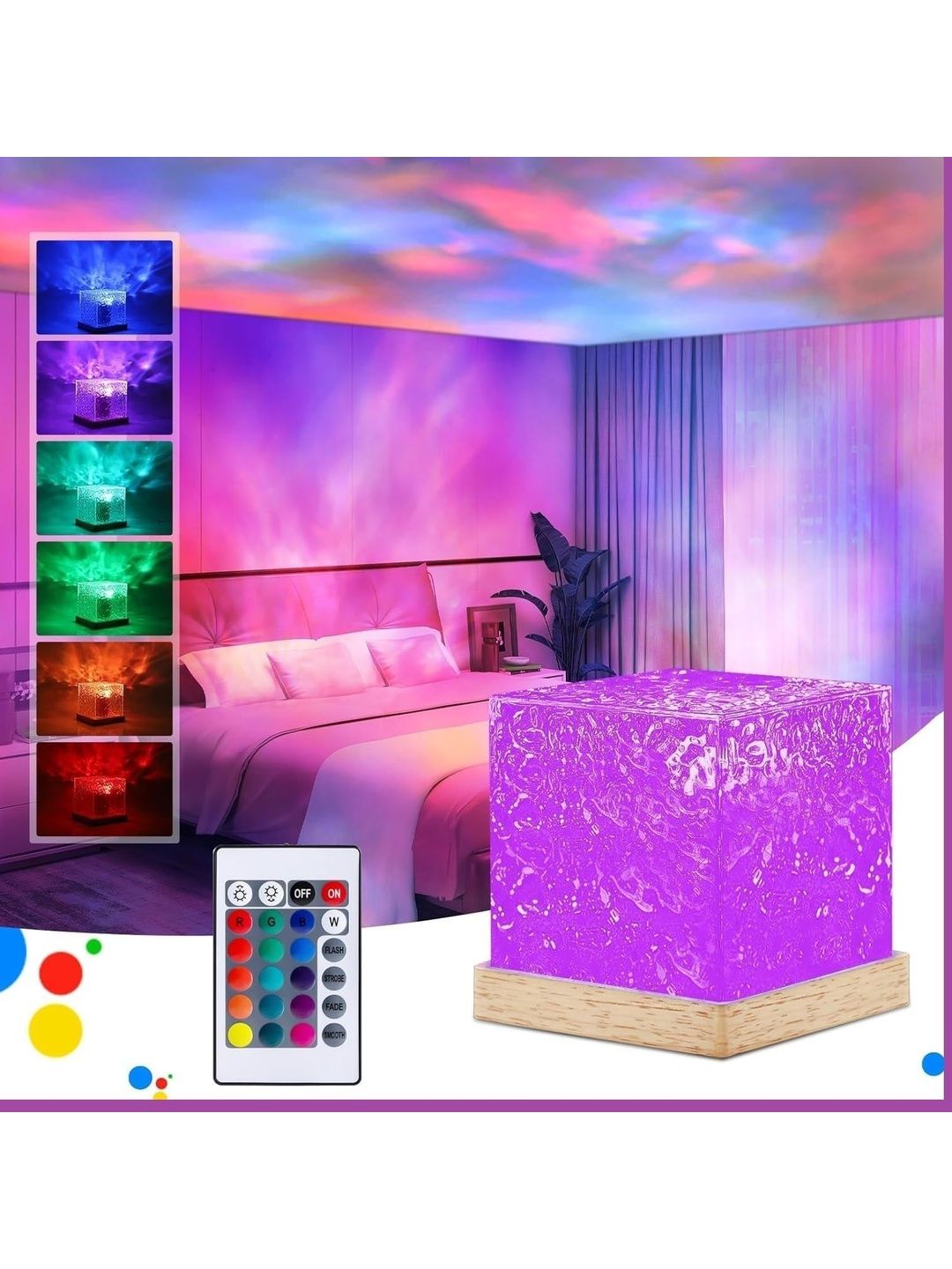 FINARO Purple Acrylic Contemporary Square Table Lamp-image-32