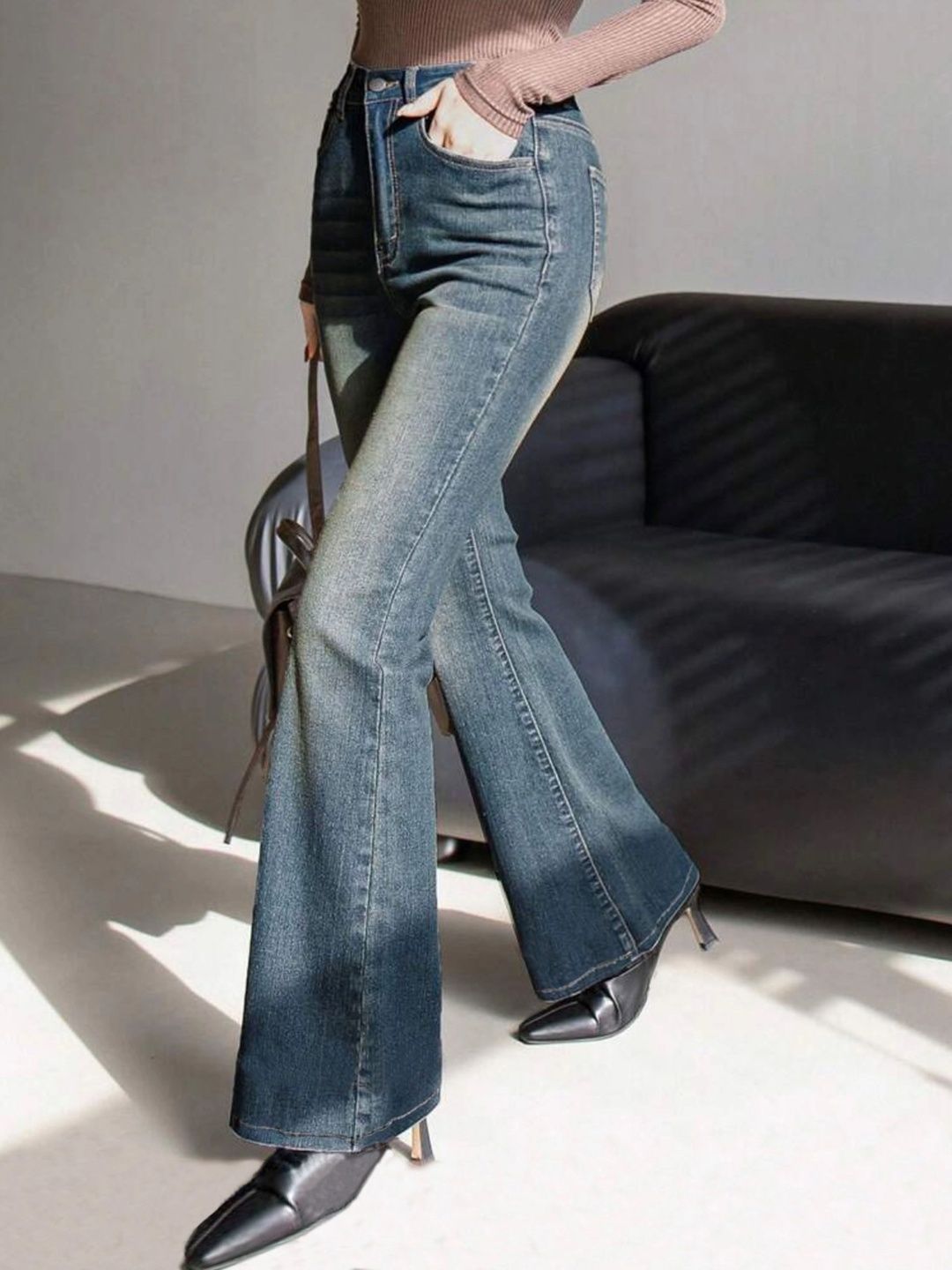 Aadvi Fashion Women Smart Flared High-Rise Light Fade Jeans-image-22
