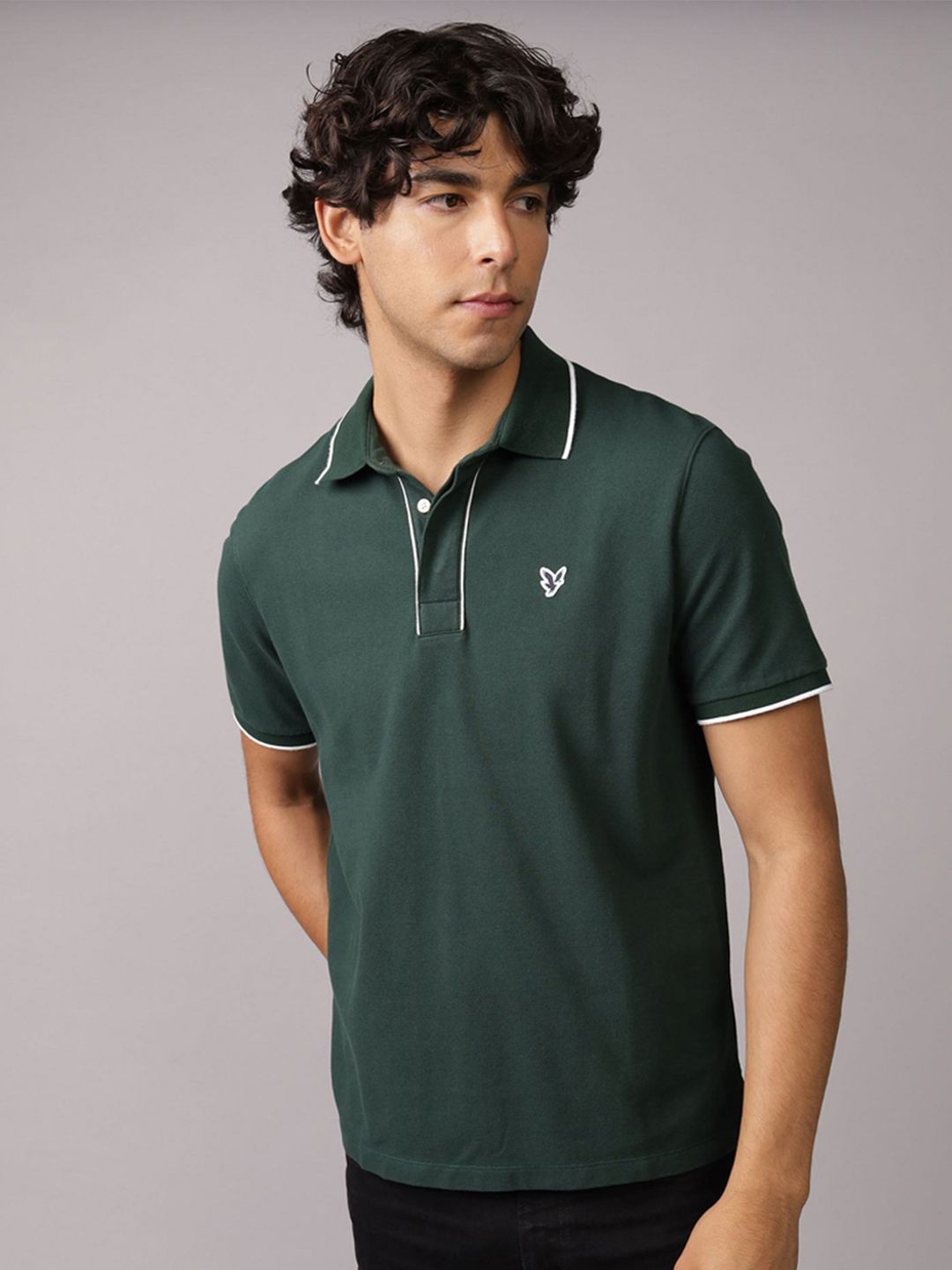 AMERICAN EAGLE OUTFITTERS Men Solid Polo Collar Cotton T-shirt-picture-12
