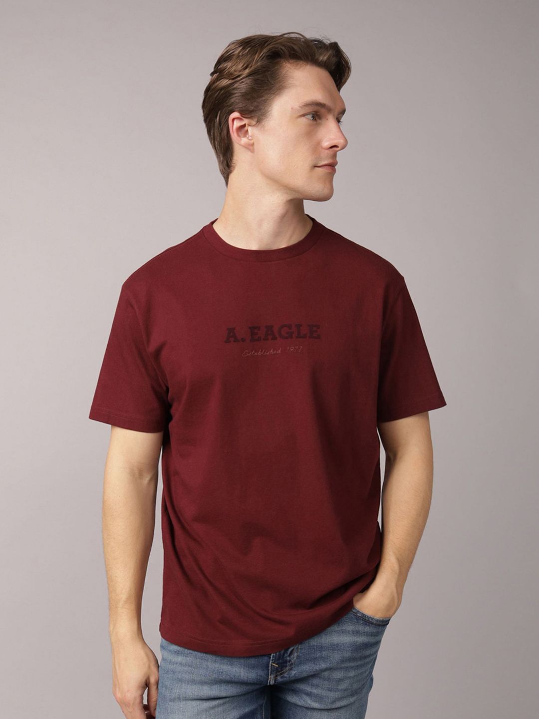 AMERICAN EAGLE OUTFITTERS Typography Printed Short Sleeves Pure Cotton T-shirt-picture-13