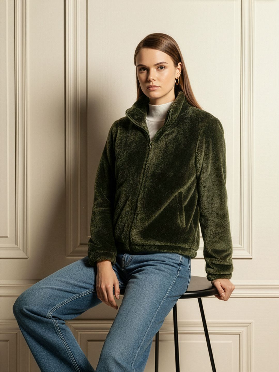 Chemistry Mock Collar Faux Fur Tailored Jacket-picture-34