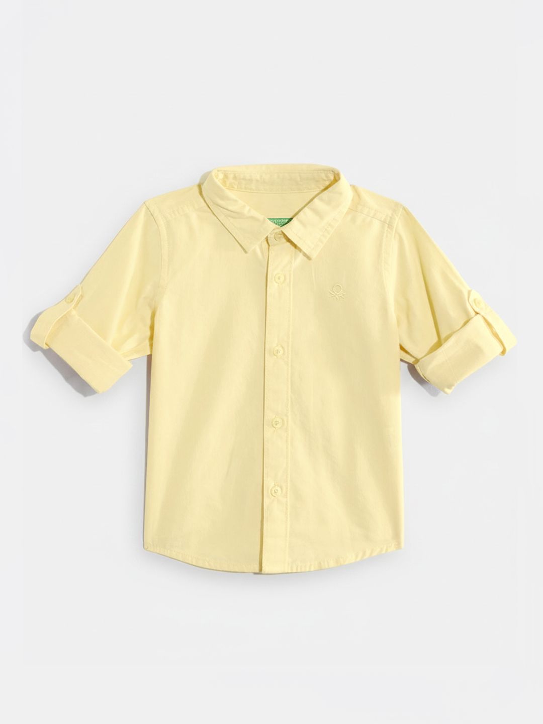 United Colors of Benetton Boys Roll-Up Sleeves Pure Cotton Shirt