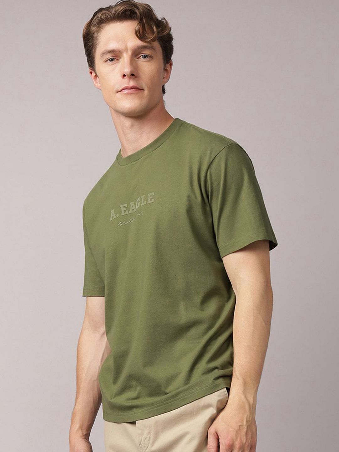 AMERICAN EAGLE OUTFITTERS Men Brand Logo Printed Round Neck Cotton T-shirt-image-21