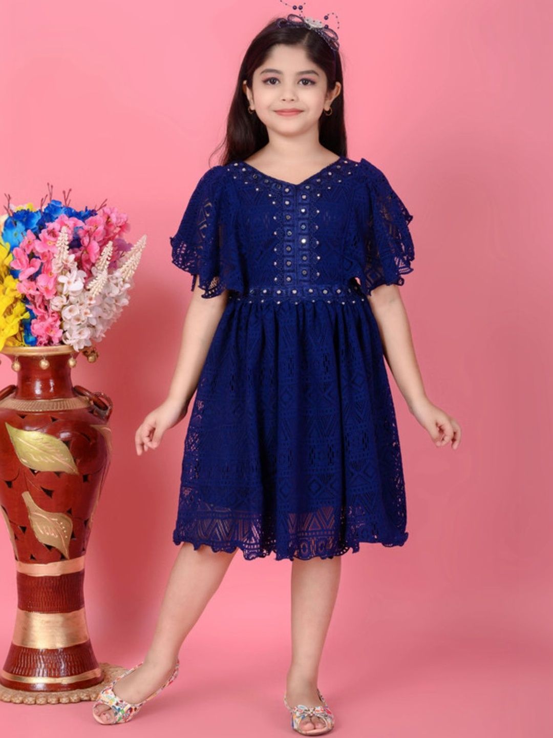 TAILORWOMEN Embroidered Flared Sleeve A-Line Dress-picture-22