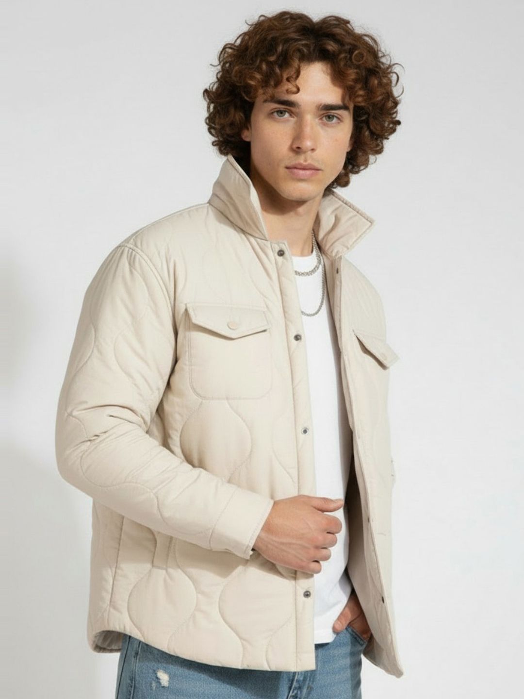 glitchez Mock Collar Relaxed Fit Puffer Jacket-picture-14