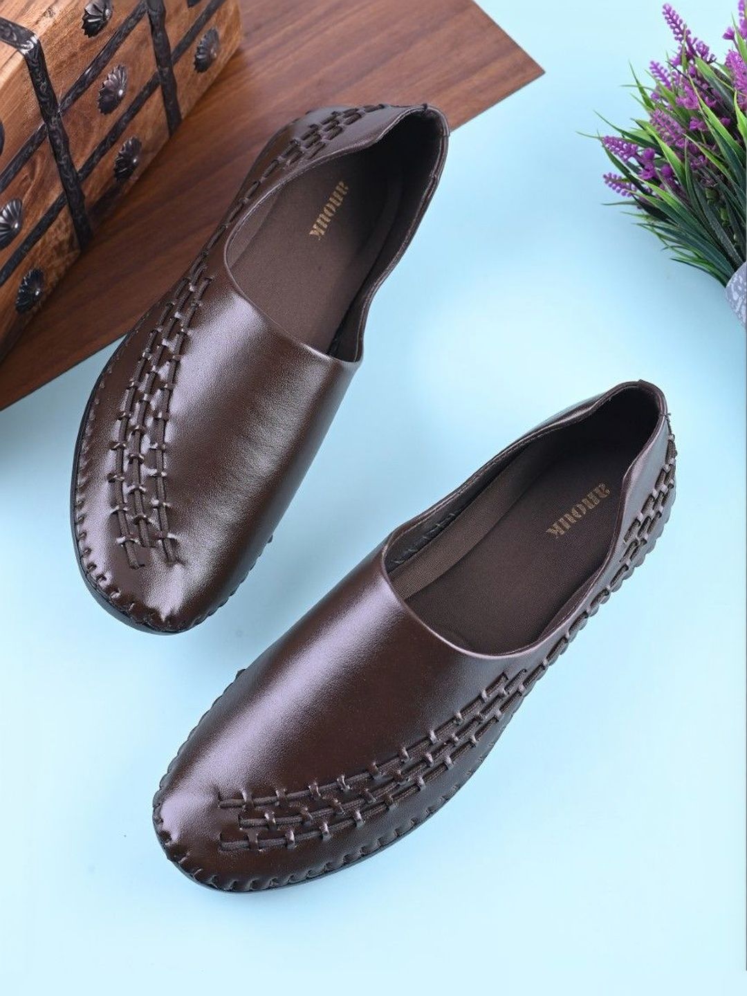 Anouk Men Woven Design PU Loafers-image-46