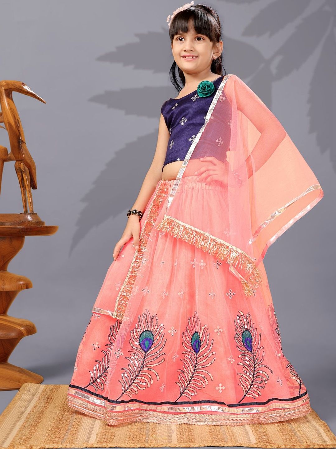 BAESD Girls Embroidered Sequinned Ready to Wear Lehenga & Blouse With Dupatta-picture-13