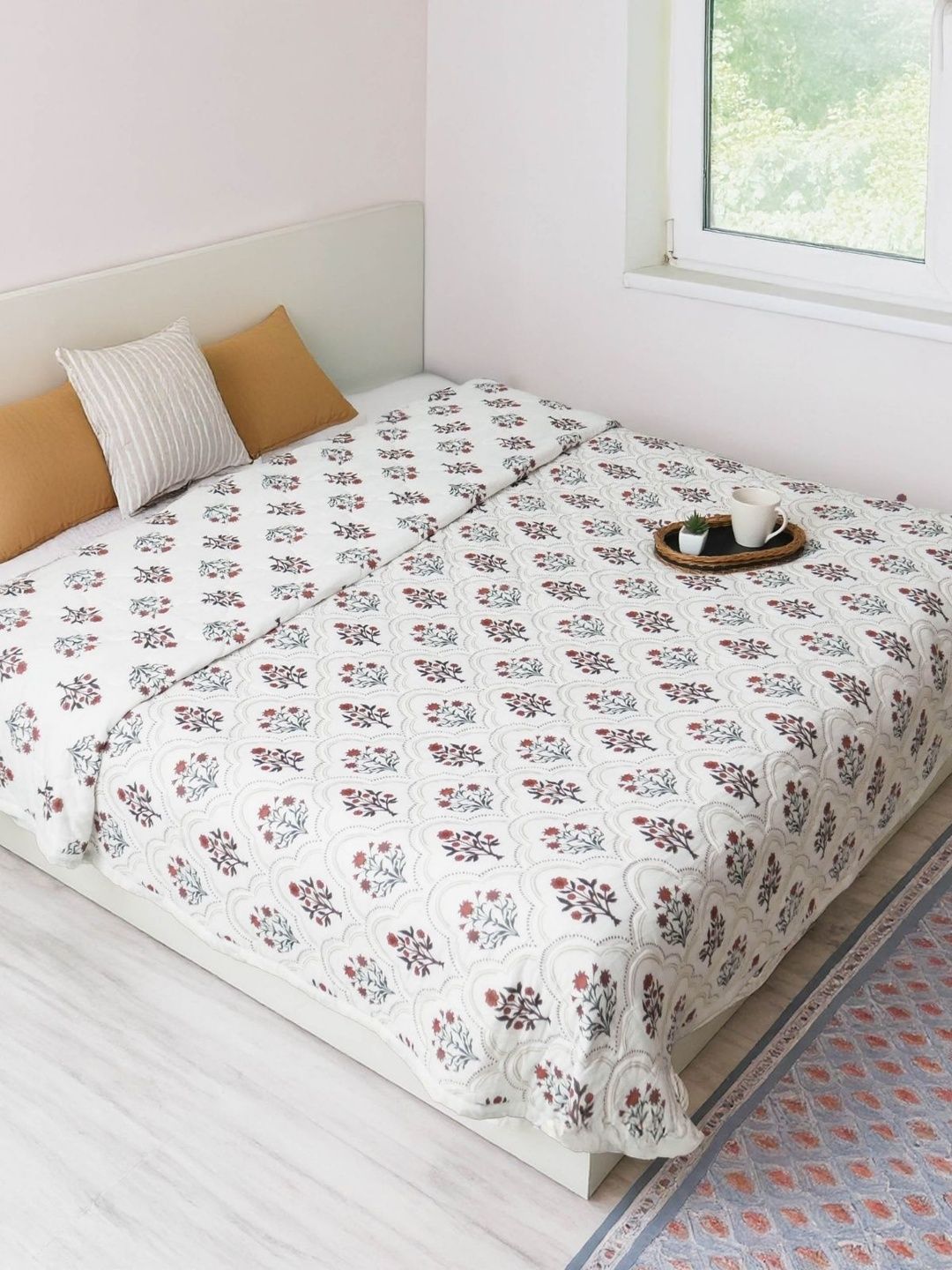 Peepul Tree Rust & White Floral AC Room Core-image-25