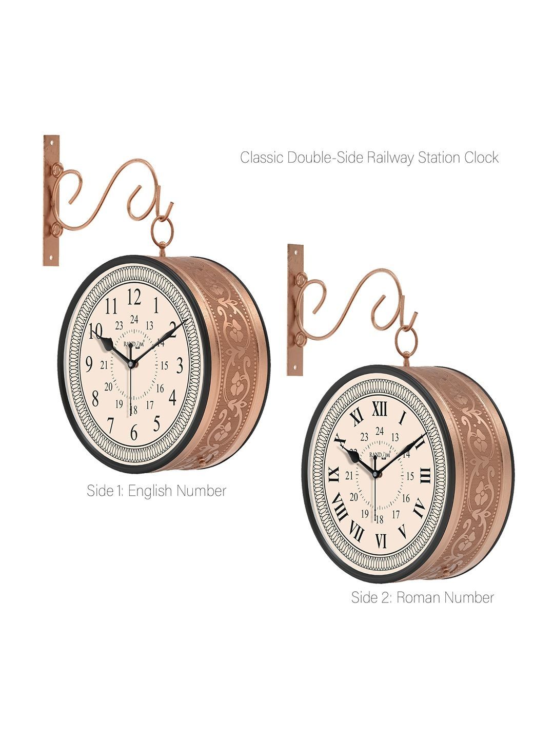 RANDOM Multicoloured & Copper-Toned Embellished Vintage Wall Clock-image-32