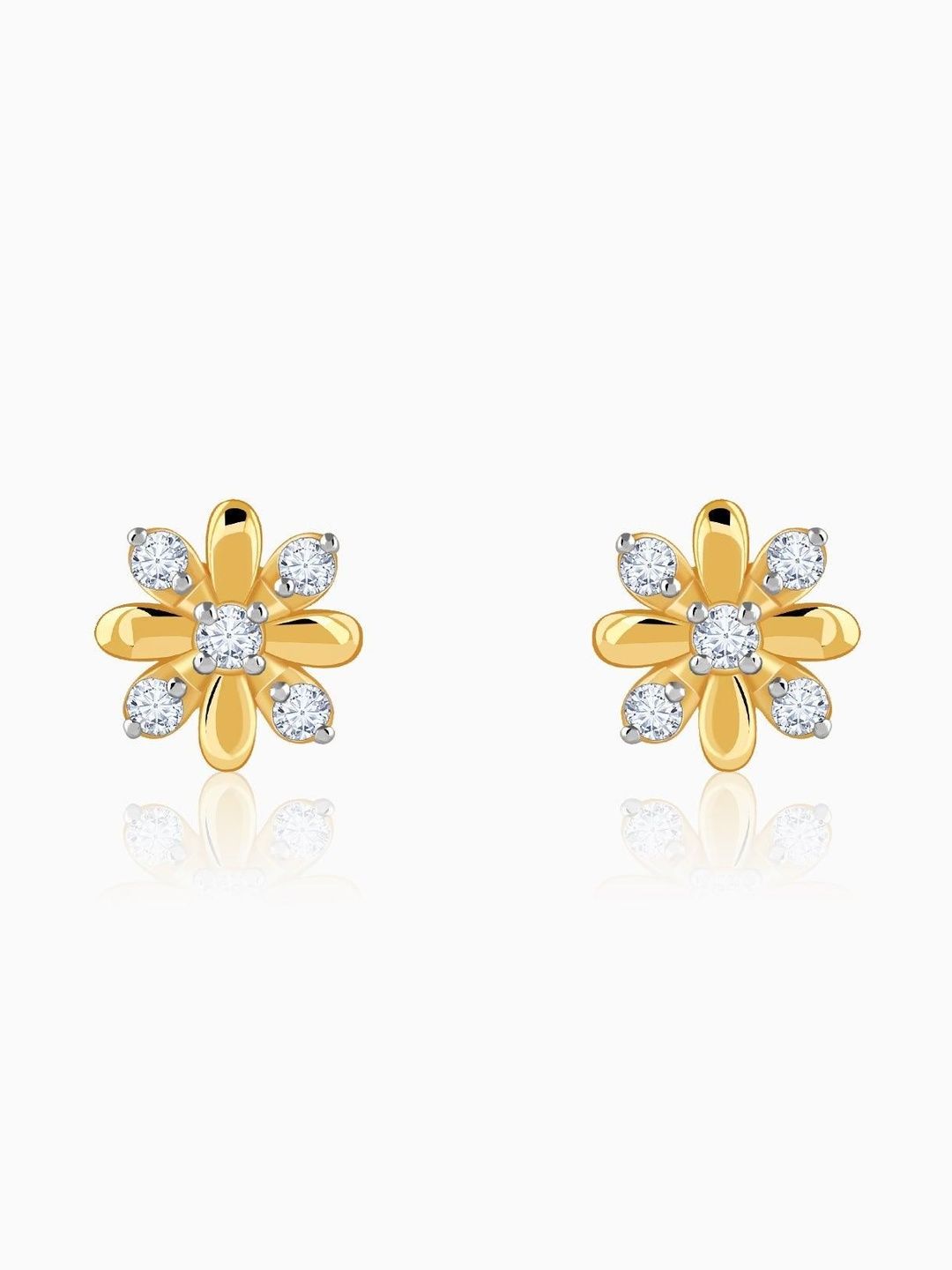 GIVA 9Kt Gold Diamonds Studded Asters Studs - 0.83 g-image-42