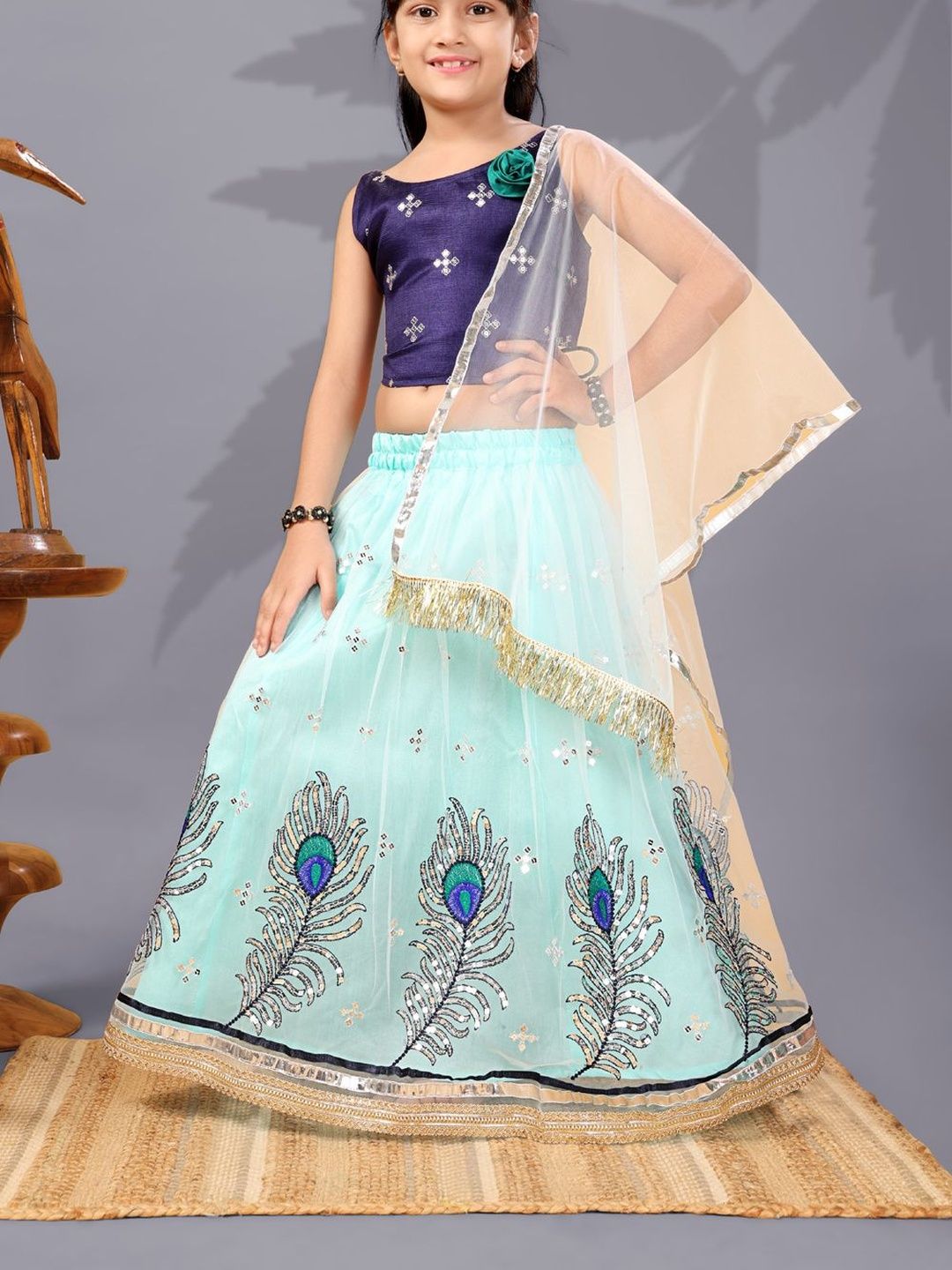BAESD Girls Embroidered Sequinned Ready to Wear Lehenga & Blouse With Dupatta-picture-34