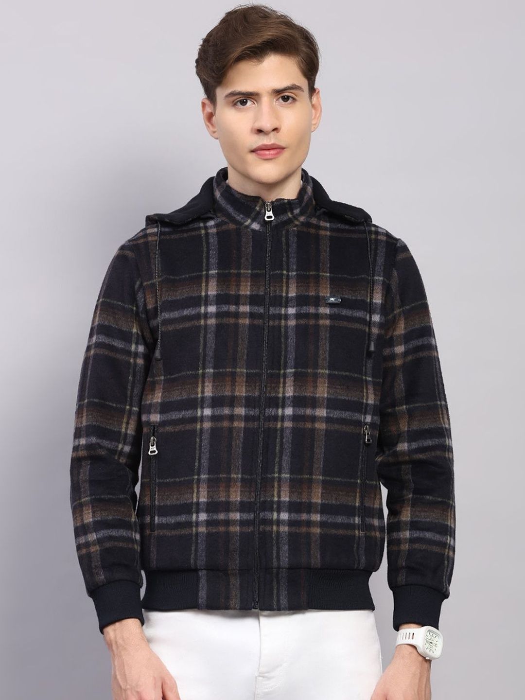 Monte Carlo Men Checked Outdoor Bomber Jacket-picture-46