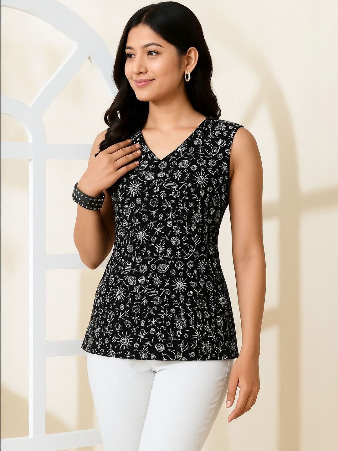 Moda Rapido Print Cotton Net Top-picture-35