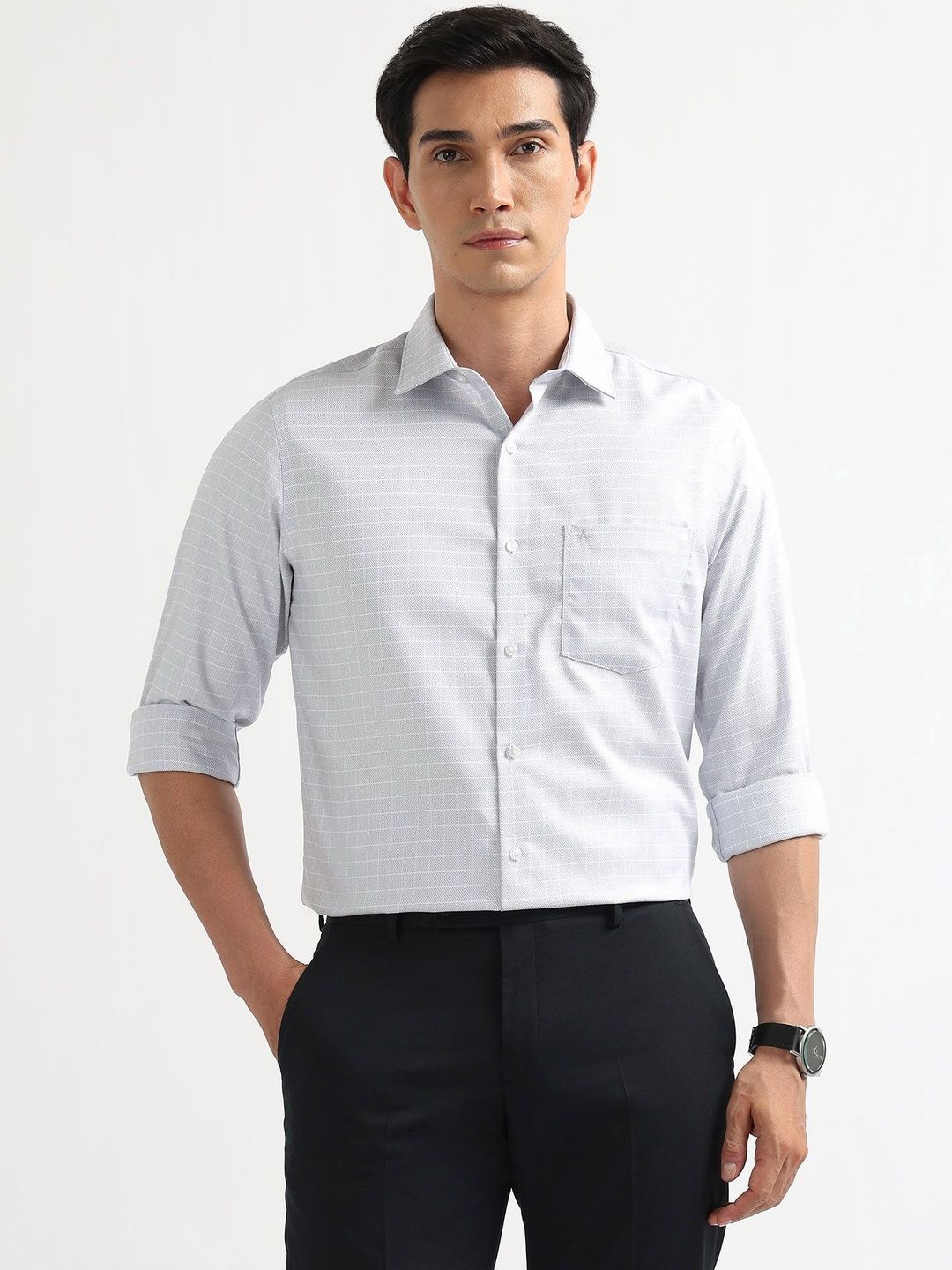 Arrow Men Windowpane Checks Checked Formal Shirt-picture-52