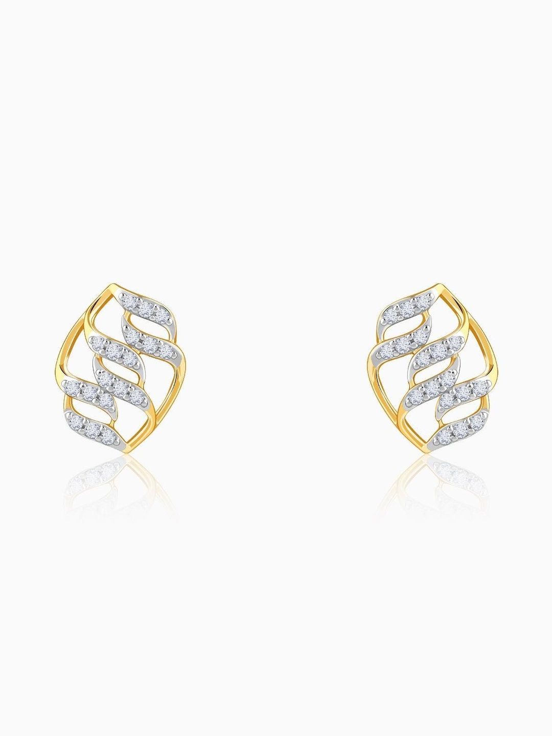 GIVA 9KT White and Yellow Gold Diamond Studded Studs Earrings - 1.42 gm-image-39