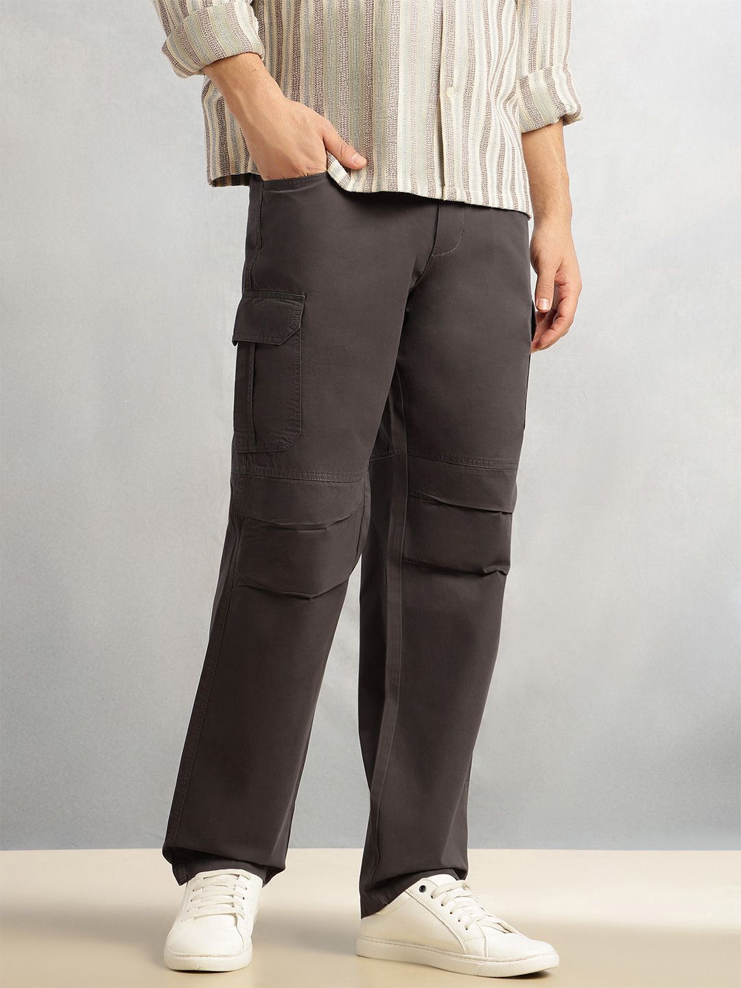 Thomas Scott Men Smart Straight Fit Cotton Cargo Trousers-picture-35