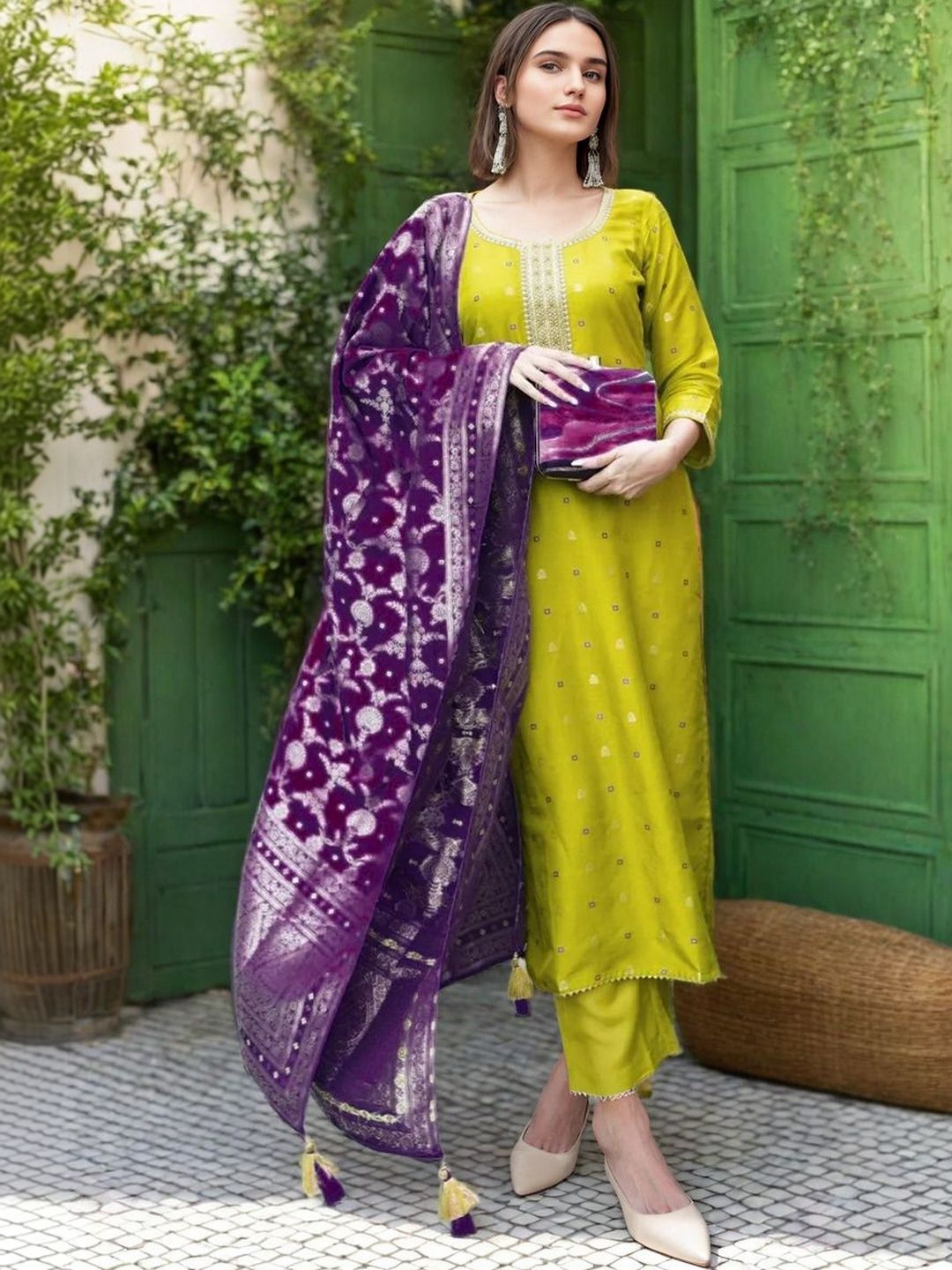 Twika Women Regular Thread Work Kurta with Trousers & With Dupatta-picture-12