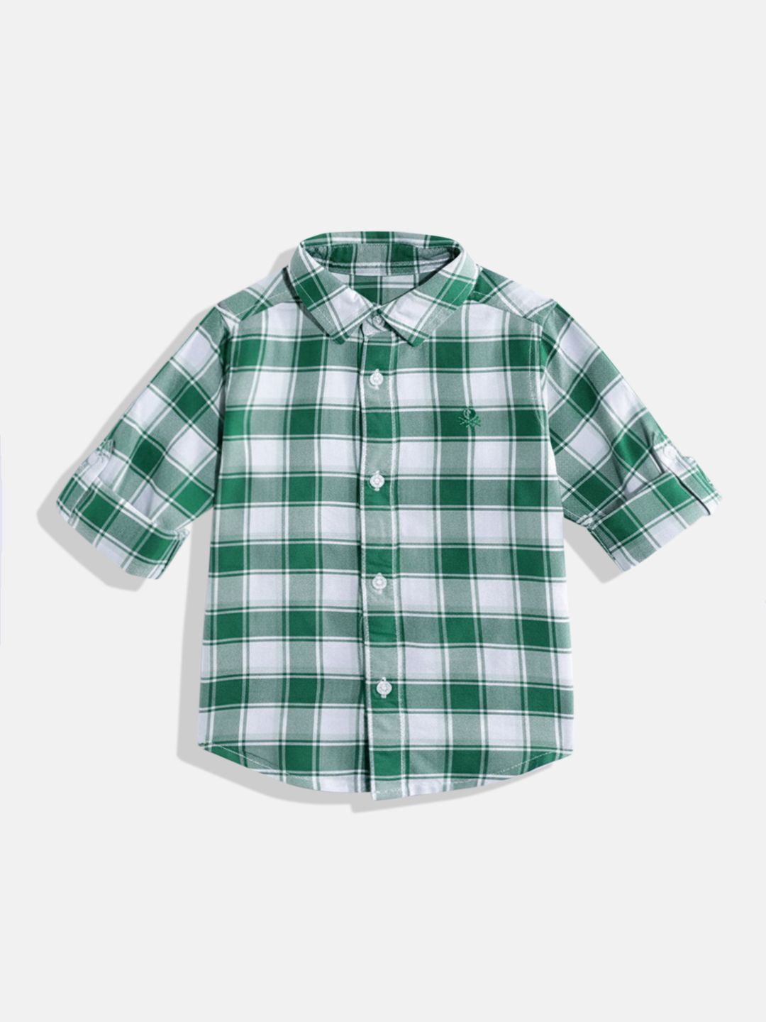 United Colors of Benetton Boys Checked Oxford Weave Pure Cotton Shirt-picture-33