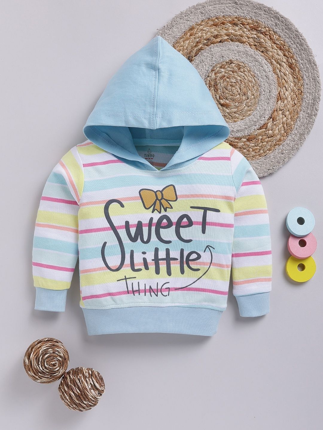 YK X Tinyo Infant Girls Striped Hooded Cotton T-shirt-picture-30