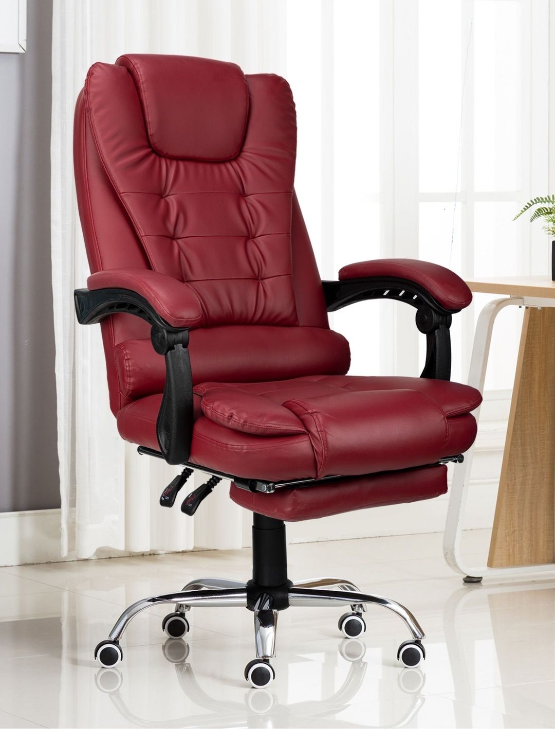 Kepler Brooks Italia Maroon & Black Adjustable Seat Height Study Arm Chair