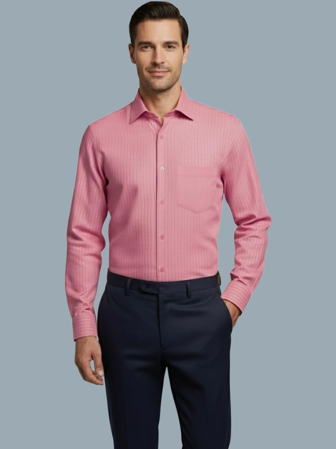 Vida Loca Men Smart Slim Fit Striped Formal Shirt-image-9