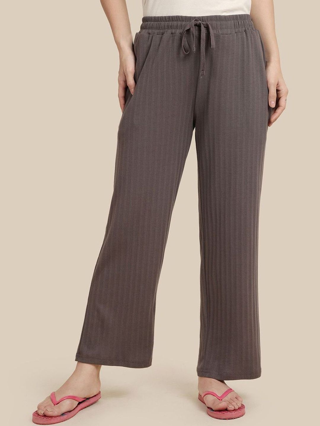 TWIN BIRDS Textured Cotton Straight Lounge Pants-picture-19