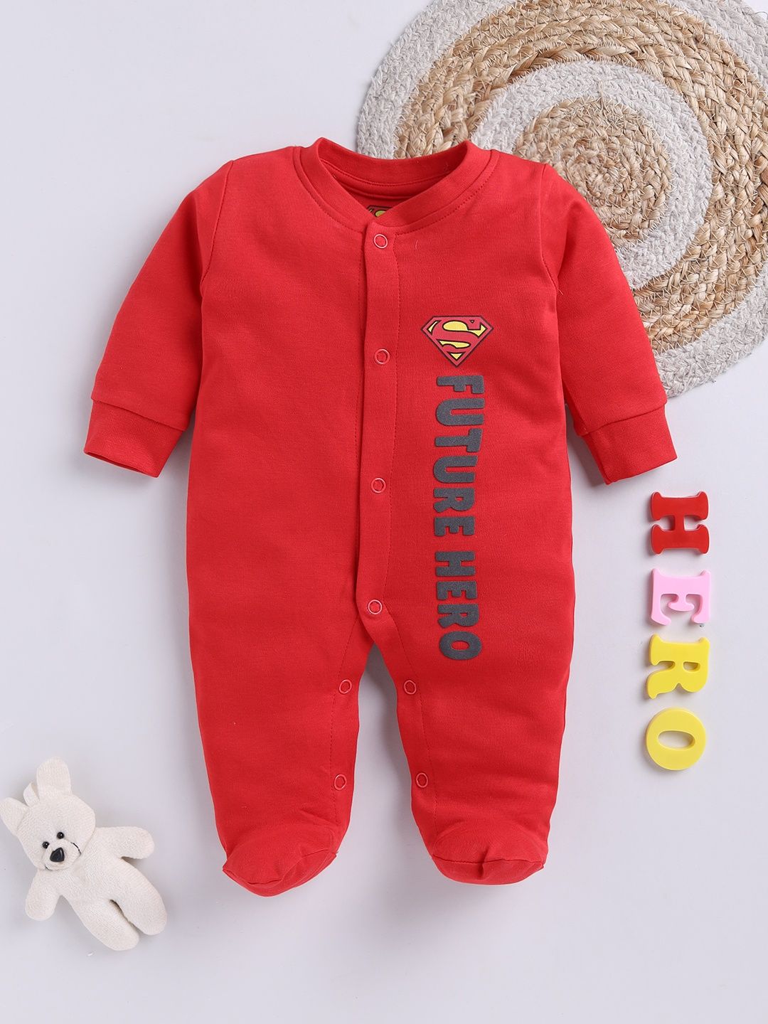 YK X Tinyo Infant Boys Superman Printed Cotton Sleepsuit-picture-11