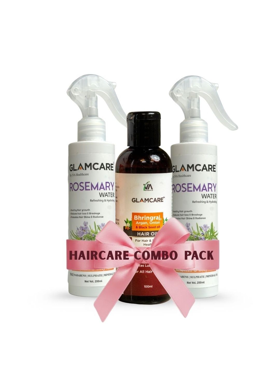 Glamcare Set Of 3 Bhringraj Hair Oil- 100 ml & Rosemary Water Spray- 200 ml Each-image-42