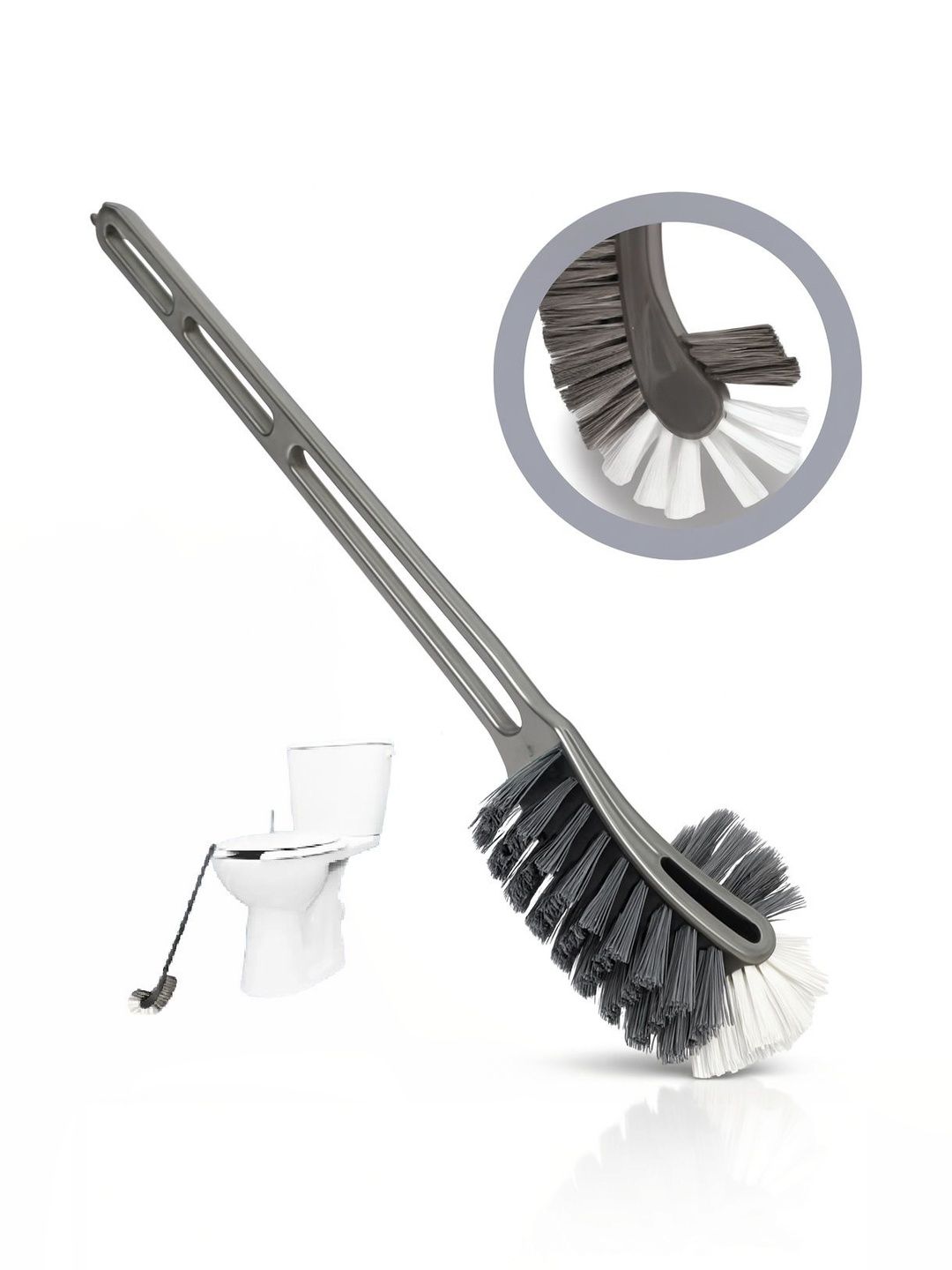 Qinpin Grey & White Solid Plastic Toilet Brush Holder-picture-49