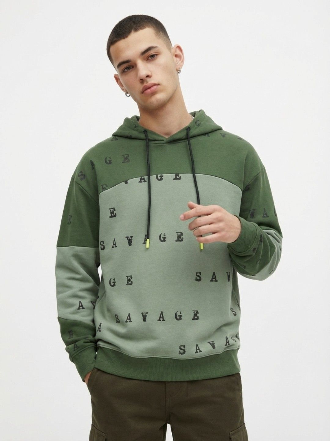 glitchez Typography Printed Hooded Relaxed Fit Fleece Pullover Sweatshirt-picture-10