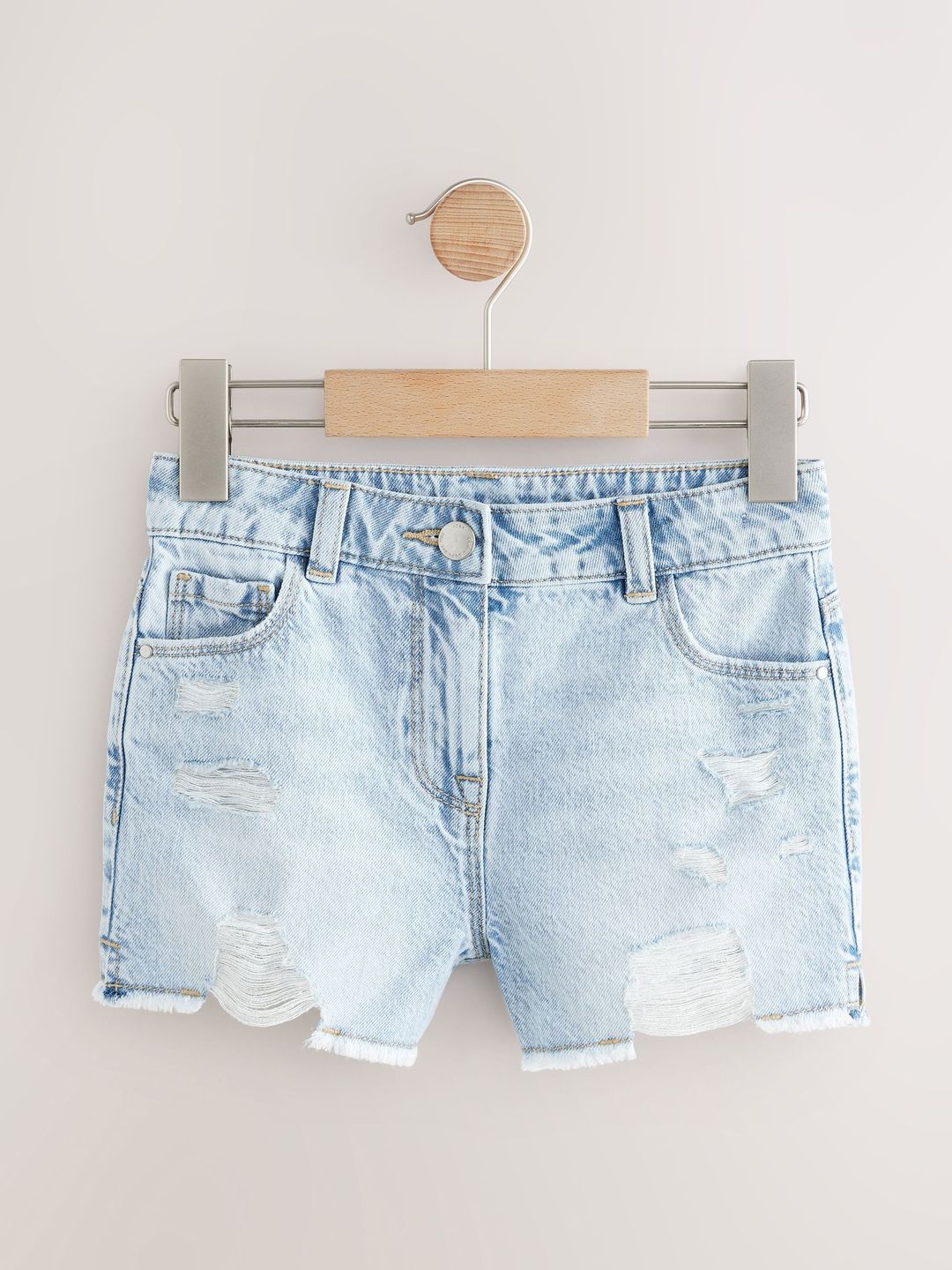NEXT Girls Pure Cotton Distressed Denim Shorts-image-33