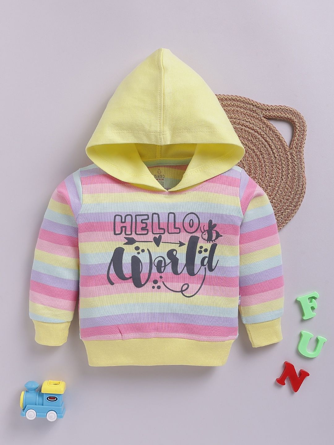 YK X Tinyo Infant Girls Striped Hooded Cotton T-shirt-picture-10