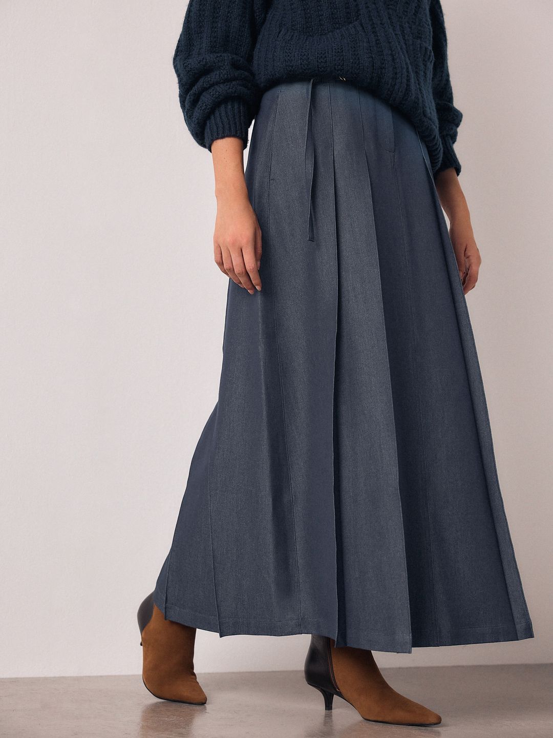 NEXT Belted Denim Look Midi Skirts-picture-46