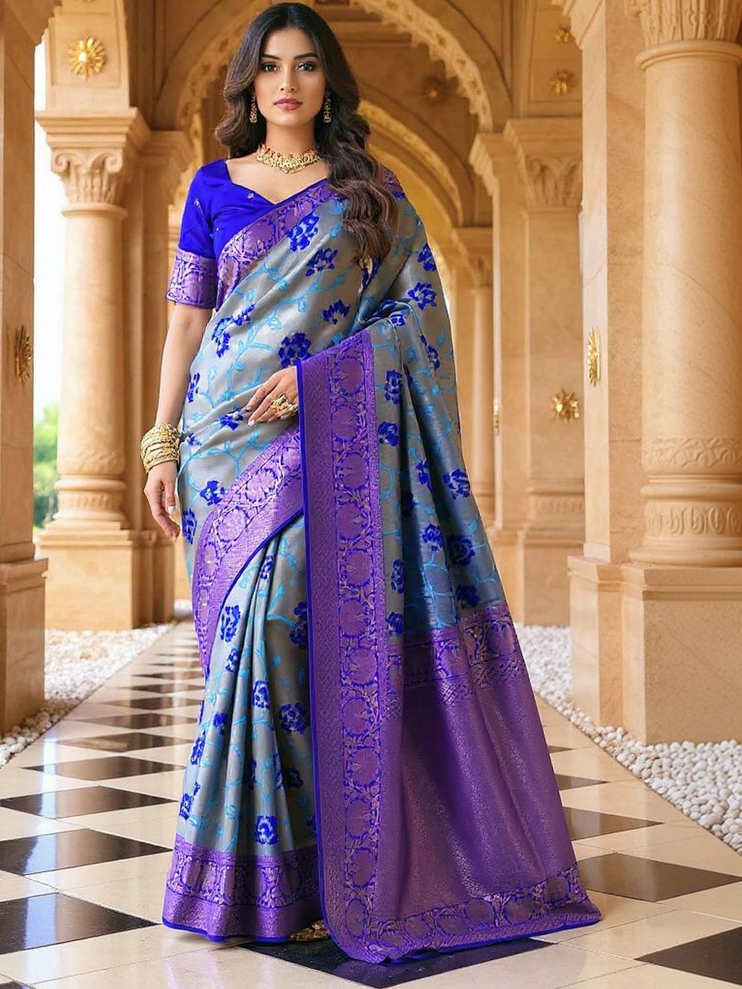 Moda Rapido Floral Zari Art Silk Saree-picture-20